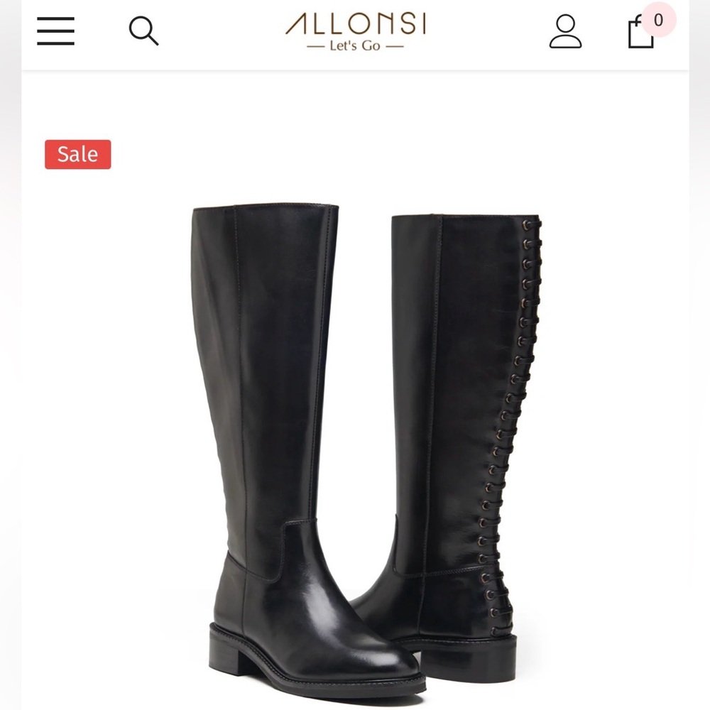 NWOT ALLONSI Greta Womens Leather Long Black Knee-High Boots